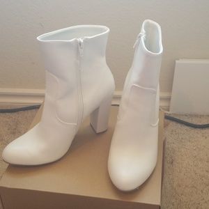 White Leather Booties